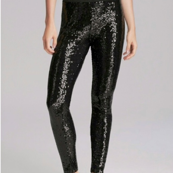 ✅Forever21 glam black sequins  pants w/ stretch waist. Total disco 🪩 vibes. - Picture 1 of 3